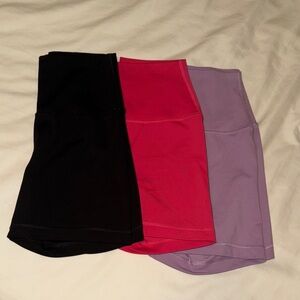 Set of 3 Athletic Shorts in pink, Purple, and Black